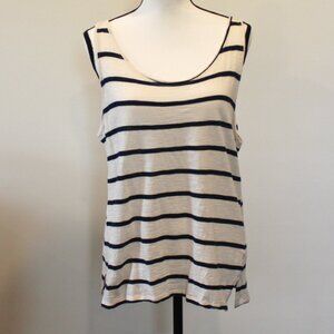 Double Zero Cream/Navy Striped Tank Top Size Large
